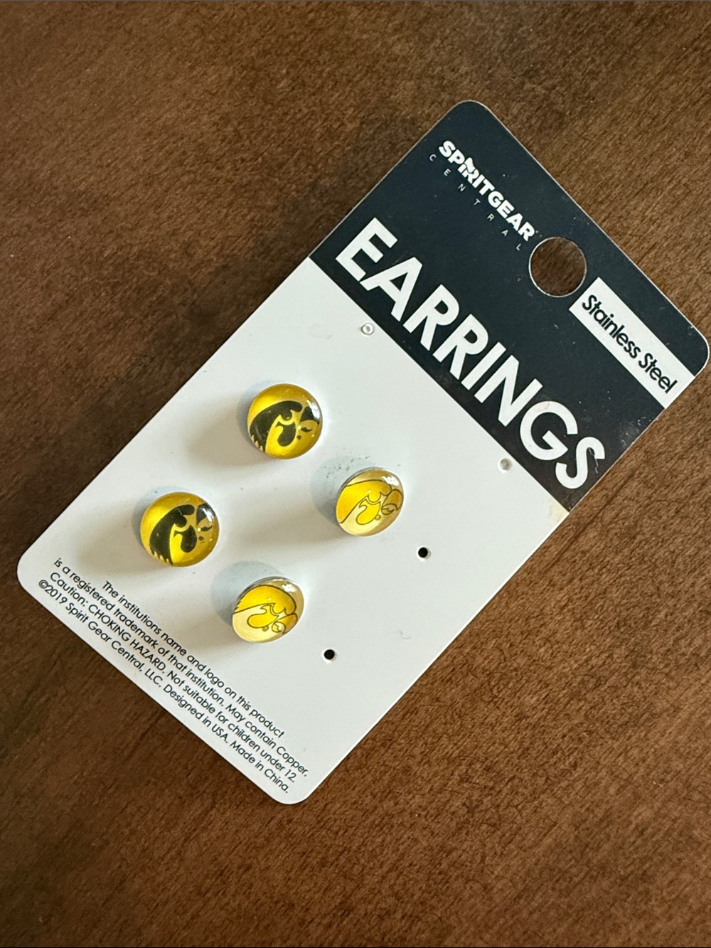 Iowa Hawkeyes Spirit Gear Gold and Black Stud Earrings